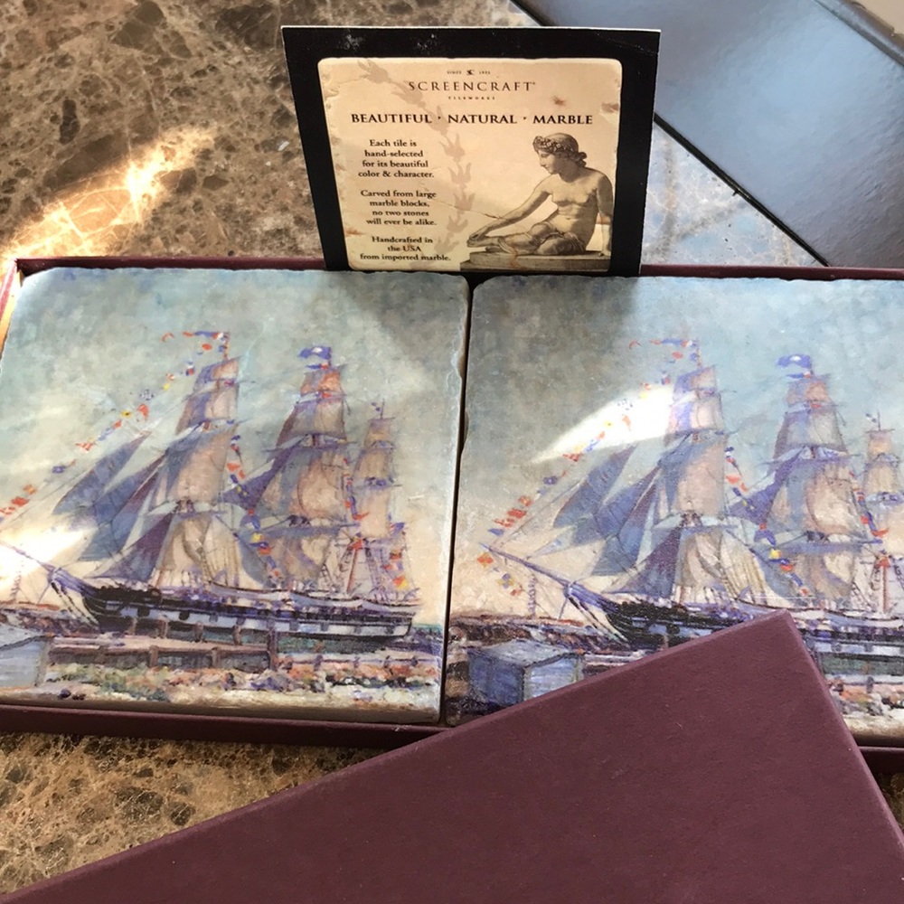 NWOT: Pair marble coasters
